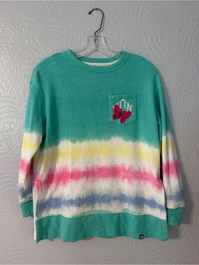 Marleylilly- Teal Tie-Dye Pullover Sweatshirt with Butterfly Pocket